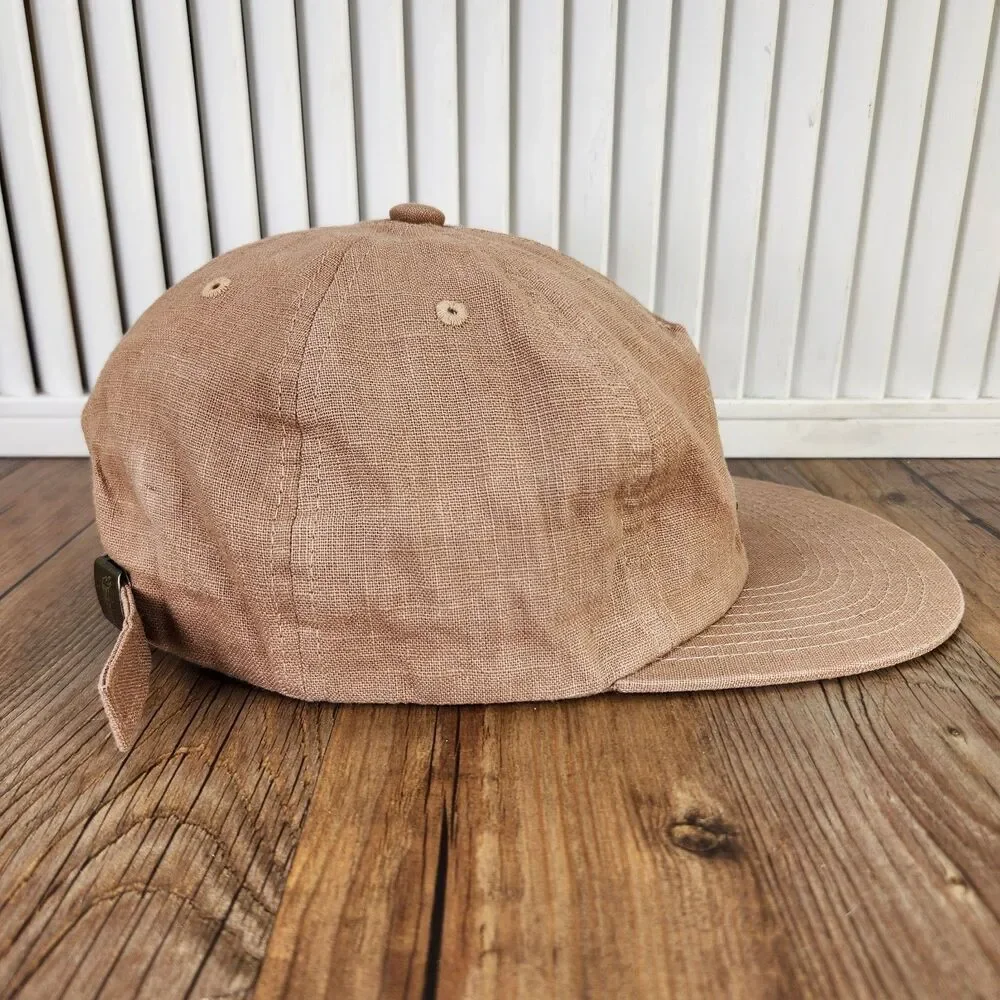 Weld Mfg Mahalo Hemp Organic Cotton Strapback Hat Cap Brown Palm Tree Dad Finger